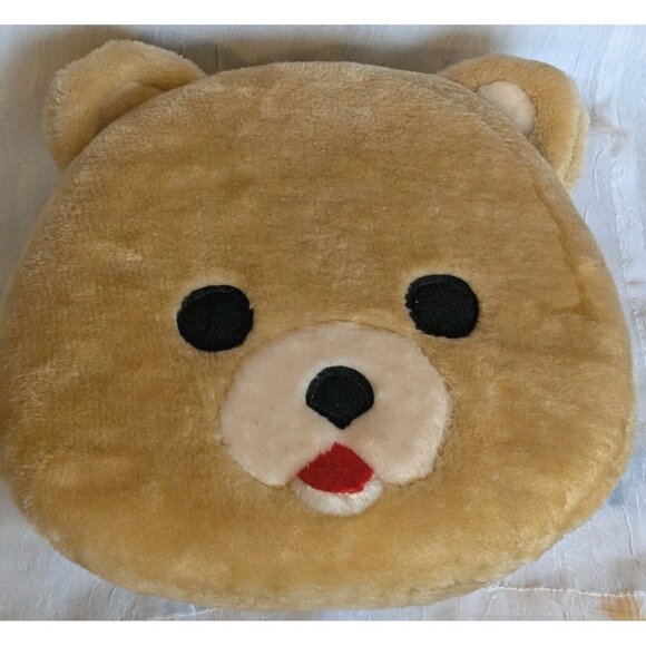 House of Lloyd Teddy Pillow Plush Bear Time Mat Cushion Face Seat Round Head Vtg - Picture 8 of 10